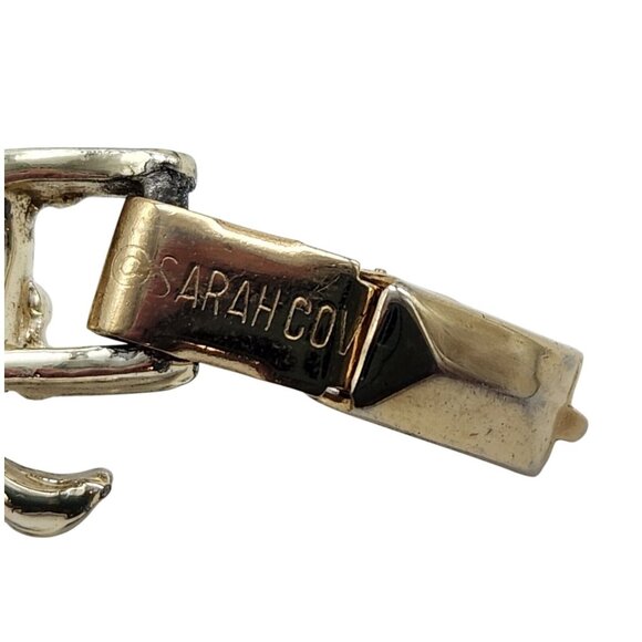 Vintage Sarah Coventry Bracelet Golden Grape Clusters and Black Flowers 7in. - Picture 5 of 6